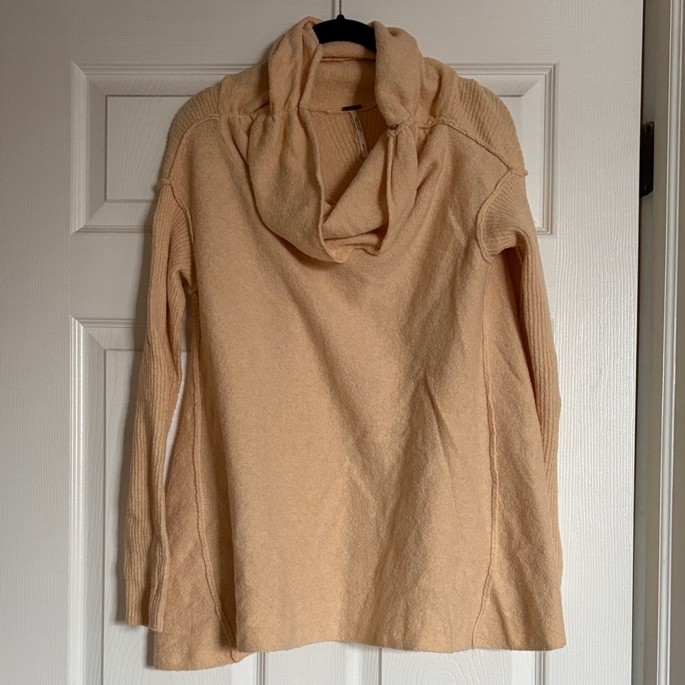 Free People Tan Cowl Neck Sweater